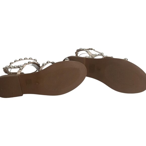 Steve Madden Sandals Womens Size 8 Travel-P Pearl Stud Gladiator Strappy Ivory - Picture 4 of 11